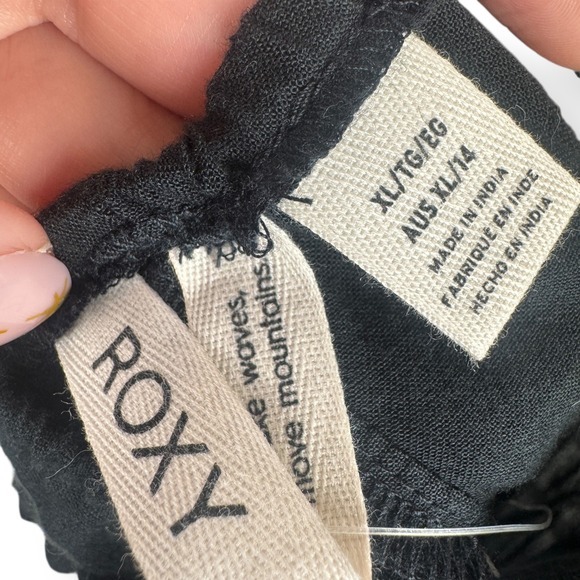 Roxy Black Cotton Romper Womens Size XL Coastal Cowgirl Outfit Rodeo Ruffle NEW - Picture 3 of 11